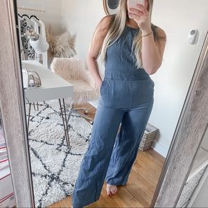 New York and company blue jumpsuit